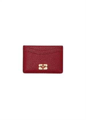 Card holder grained Gold Red Dahlia B3010044 Ganni 
